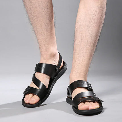 Sandalias de Cuero Negro con Hebillas de Estilo Gladiador f.seo - tugranalmacen.com