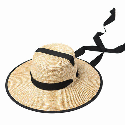 Sombrero de paja con cinta negra