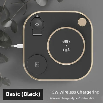 15w Fast 3 In 1 Wireless Charging for IPhone Phone Watch Earphone Modern Led Office Desk Lamp Wireless Charger Lamp - tugranalmacen.com
