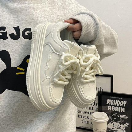 Zapatillas Plataforma Blancos, deportivas blancas, material sintético, estilo casual con suela gruesa
