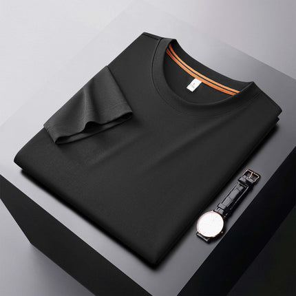 Camiseta básica de cuello redondo para hombre - Algodón suave y cómoda color negro