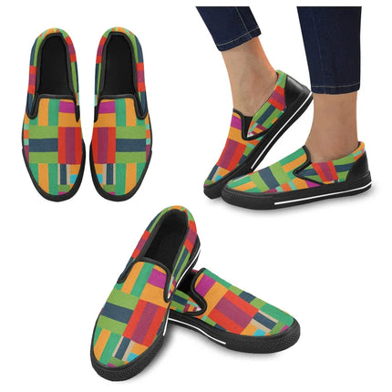 Zapatillas Slip-On modelo Patchwork multicolor de tela, diseño casual y moderno