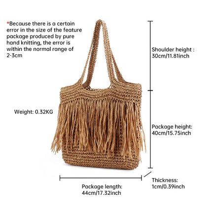 Beach Resort Chic: Handwoven Tassel Bag - Stylish, Spacious, and Versatile Crossbody Bag - tugranalmacen.com