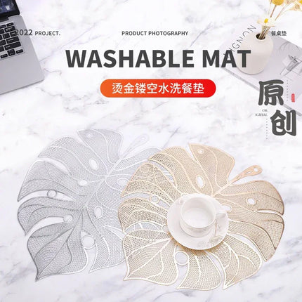 Tapete de comedor minimalista estampado y ahuecado en forma de hoja - tugranalmacen.com