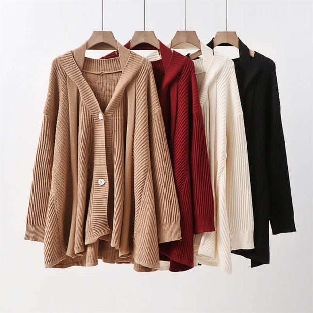 Cárdigan de punto de cuello alto para mujer múltiples colores