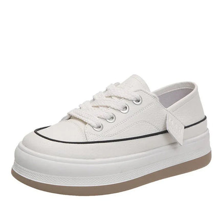 Zapatillas M&H de suela gruesa, color blanco, tela texturizada, estilo casual deportivo