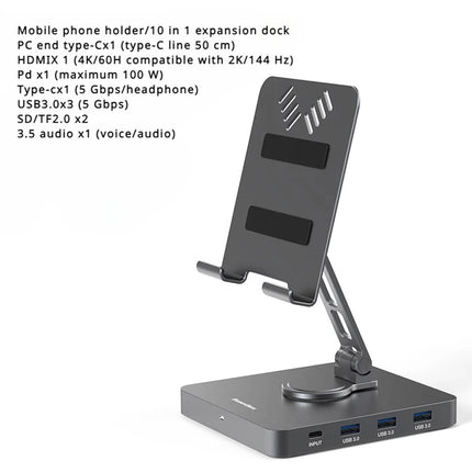 Estación de acoplamiento USB-C con Ethernet y soporte rotativo