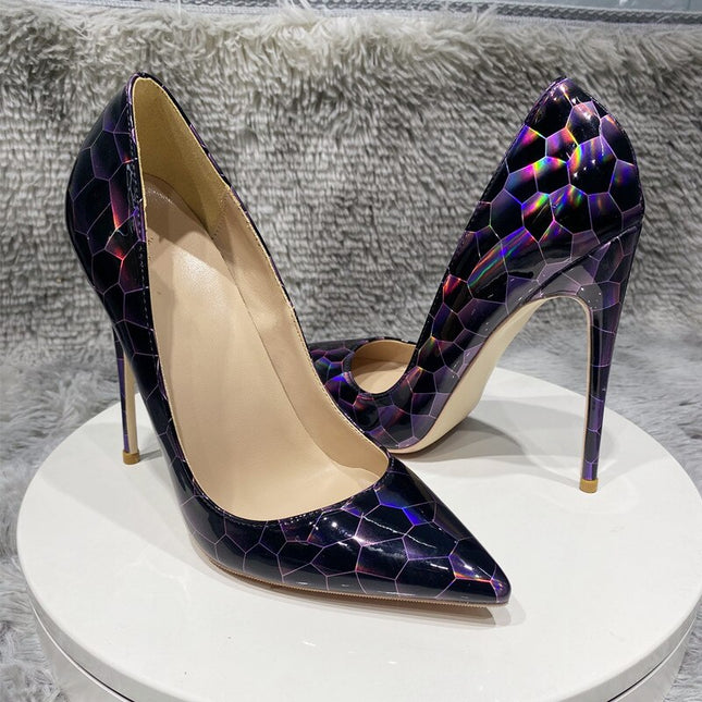 Elegantes zapatos de tacón alto con diseño geométrico para fiestas