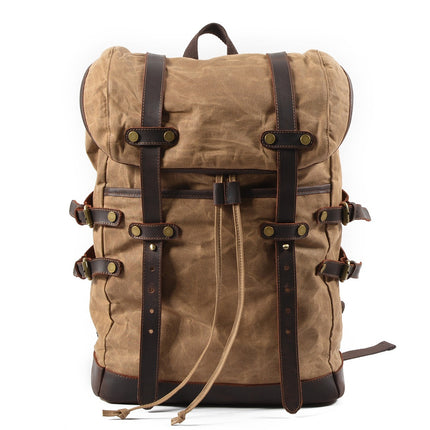 Mochila de lona impermeable para hombre con compartimentos múltiples