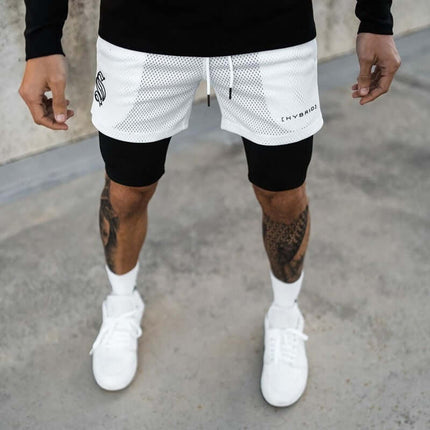 Pantalón corto deportivo de doble capa para hombre