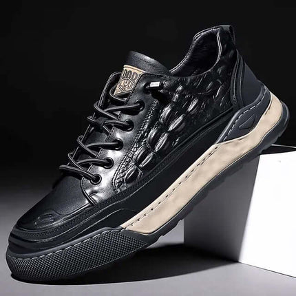 Zapatillas deportivas de piel auténtica con cordones para hombre