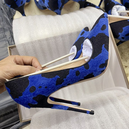 Zapatos de tacón alto azul Tikicup para eventos formales