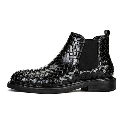 Botas cortas de hombre con diseño tejido moderno y elegante