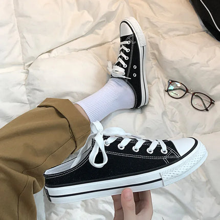 Zapatillas de lona casuales con cordones y punta redonda