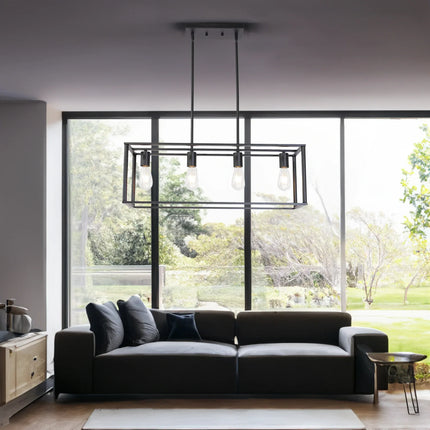 Lámpara colgante industrial vintage 4 luces en color negro
