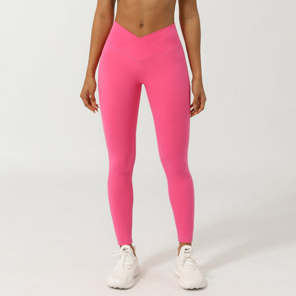Pantalones de yoga con corte en V cruzado