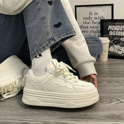 Zapatillas Plataforma Blancos, deportivas, color blanco, material sintético, estilo casual moderno