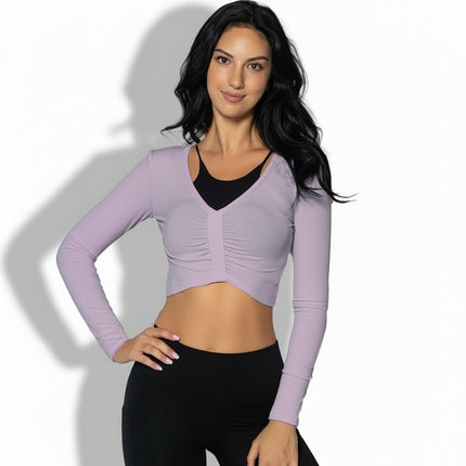 Top deportivo de manga larga para mujer - vista frontal
