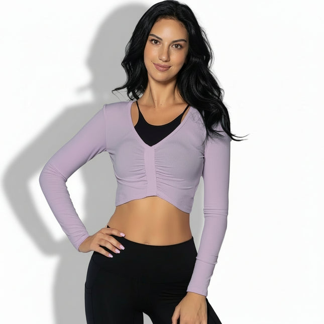 Top deportivo de manga larga para mujer - vista frontal