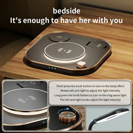 15w Fast 3 In 1 Wireless Charging for IPhone Phone Watch Earphone Modern Led Office Desk Lamp Wireless Charger Lamp - tugranalmacen.com