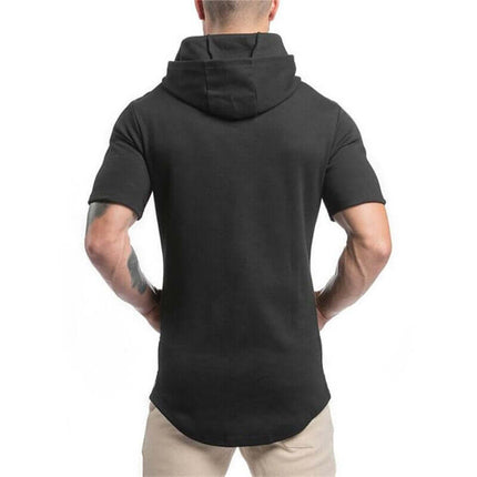 Sudadera de manga corta con capucha para hombre – color blanco