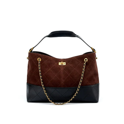 Chain shoulder crossbody leather tote bag suede handbag - tugranalmacen.com