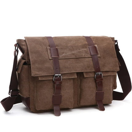 Bolso mensajero vintage para hombre de lona con correa ajustable
