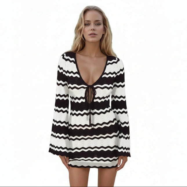 Vestido playero blanco con lazo