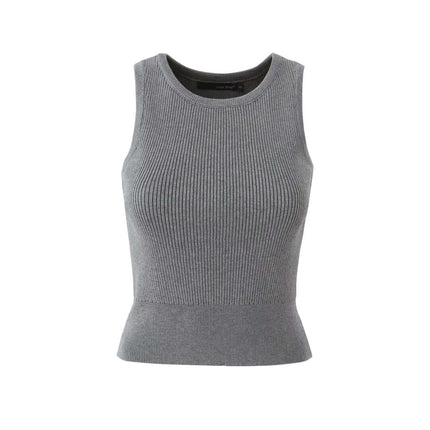Top gris sin mangas de punto para mujer