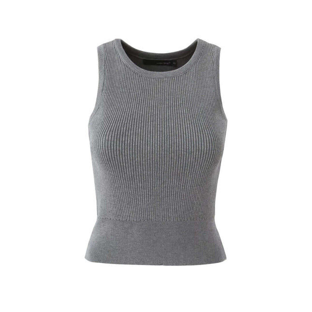 Top gris sin mangas de punto para mujer