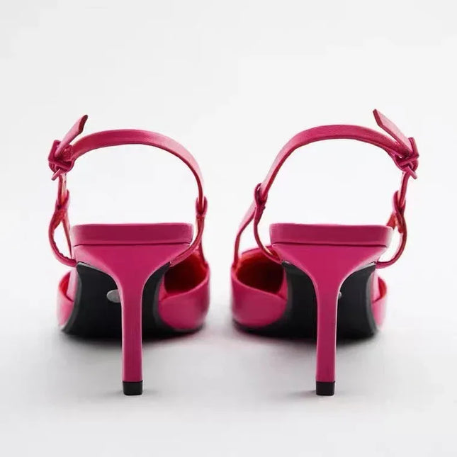 Sandalias Pinky Stilletto de tacón alto rosa, material sintético, estilo elegante