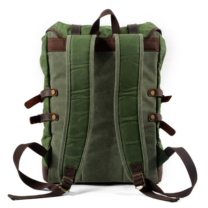 Mochila de lona impermeable para hombre con compartimentos múltiples