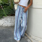 Pantalones casuales a rayas azules para mujer