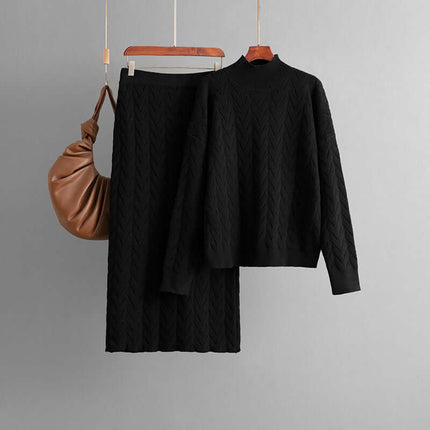 Conjunto de top de manga larga y falda holgada de mujer