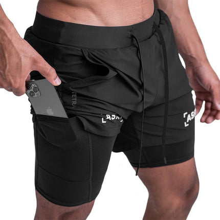 Pantalones cortos deportivos de doble capa y secado rápido