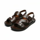 Sandalias de cuero negro con hebillas para hombre