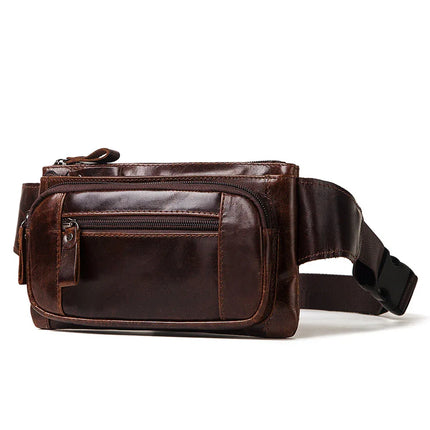 Riñonera Kavi de piel auténtica para hombre, bolso de pecho multifuncional - tugranalmacen.com