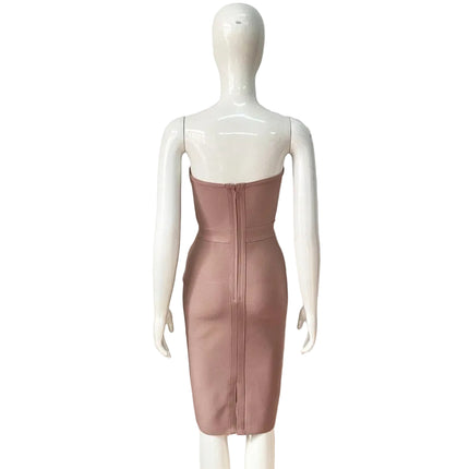 Vestido ajustado de Dacron sin tirantes y escote en V