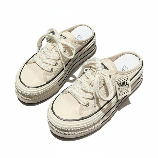 Pantuflas Baotou para mujer en color beige