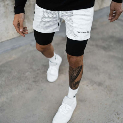 Pantalón corto deportivo de doble capa para hombre