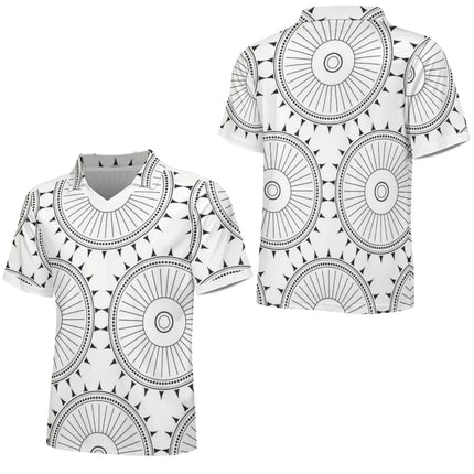 Camiseta de Hombre Manga Corta y Diseño Tribal Etnico Blanca