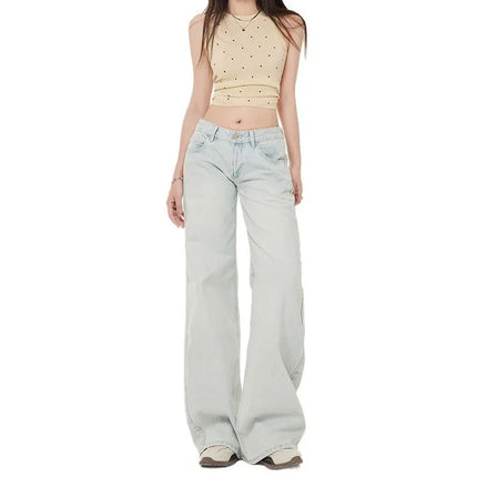 Pantalones vaqueros de mujer de talle bajo, color claro