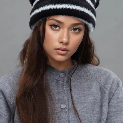 Gorro térmico con rayas difusas en contraste - tugranalmacen.com