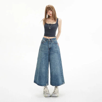 Jeans Cropped Anchos con cintura alta