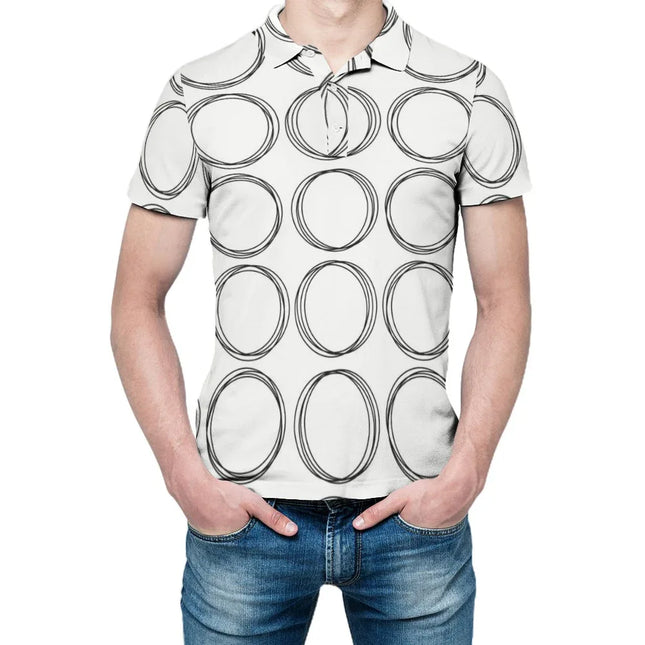 Polo de Hombre de Manga Corta y Circulos Minimalista Blanco