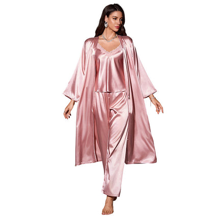 Conjunto de pijama rosa sin tirantes para mujer