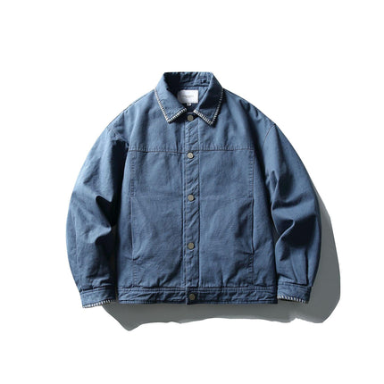 Chaqueta denim azul de hombre estilo retro urbano