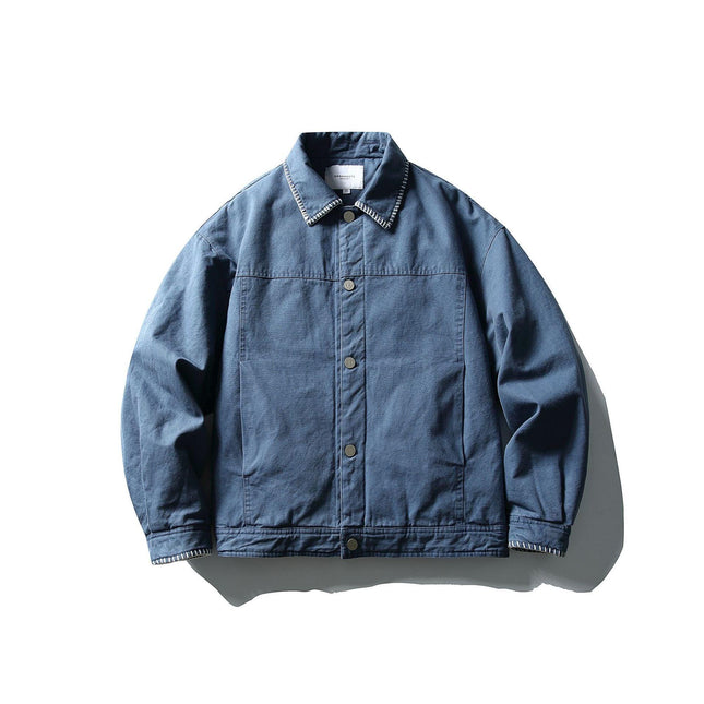 Chaqueta denim azul de hombre estilo retro urbano