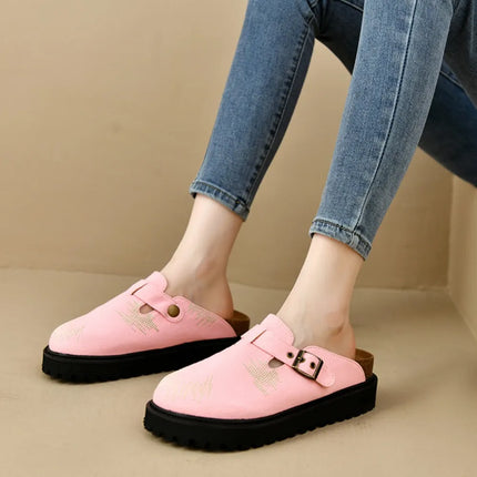 Mocasines con plataforma de microfibra y punta redonda casual