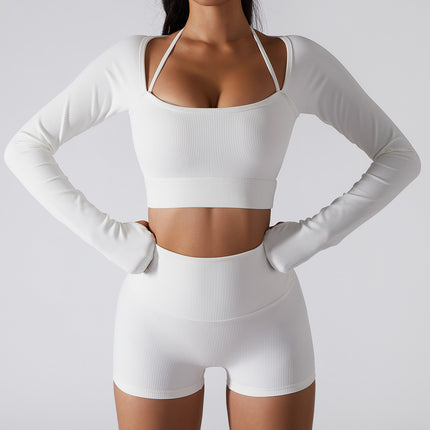 Conjunto de yoga de manga larga y corte ajustado